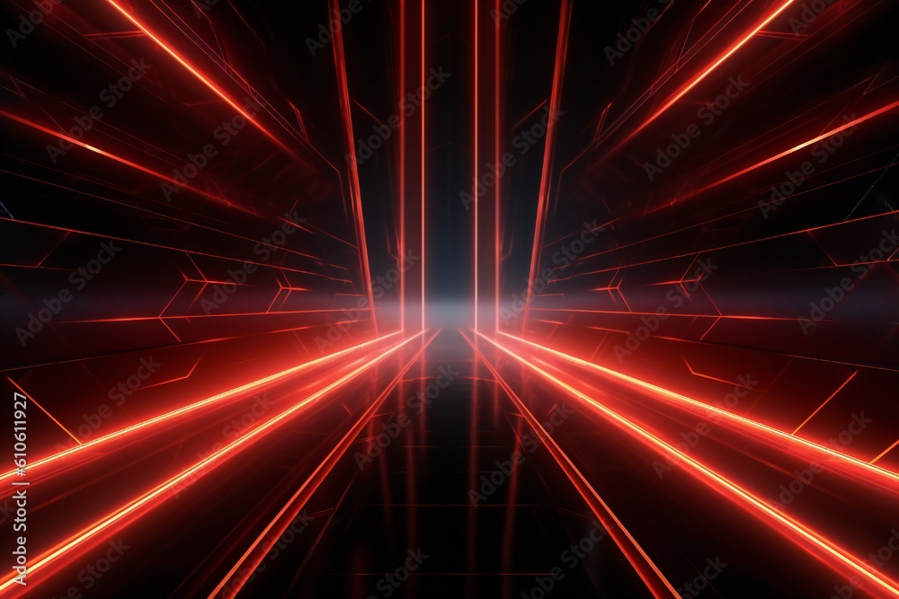Dark industrial metal background with red light coming through thin ...