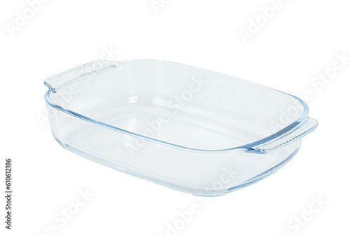 Foto Glass refractory baking tray or dish isolated on white background with clipping path