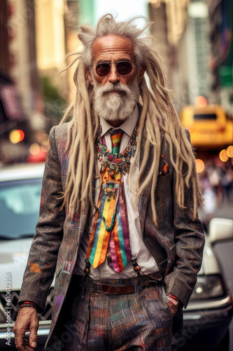 male hippie businessman with dreadlocks. Generative AI