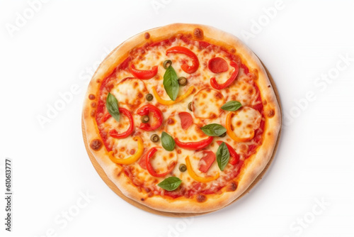 Margherita Pizza with pepper on white background