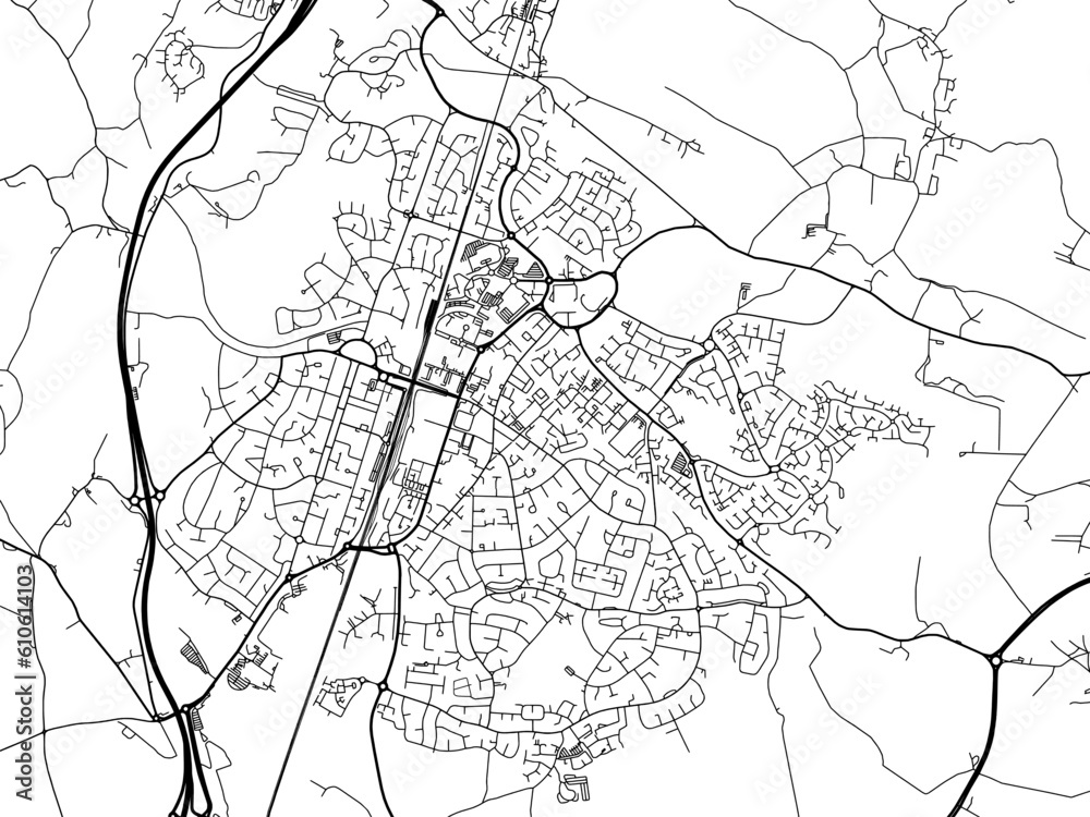 A vector road map of the city of Welwyn Garden City in the United Kingdom on a white background. A vector road map of the city of Welwyn Garden City in the United Kingdom on a white background.