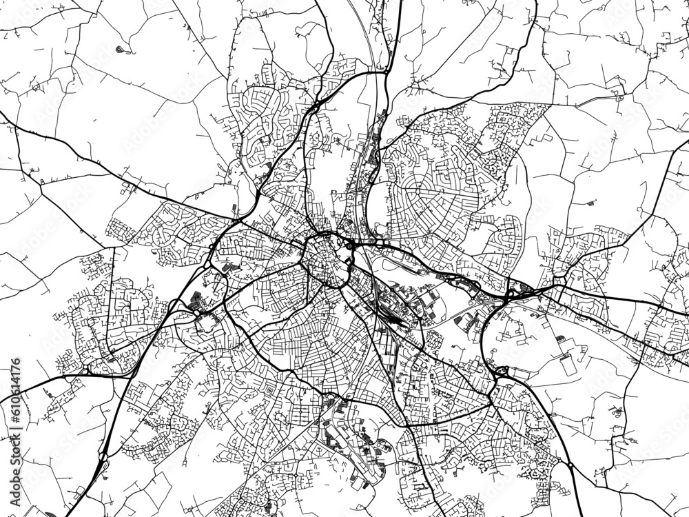 Obraz premium A vector road map of the city of Derby in the United Kingdom on a white background.