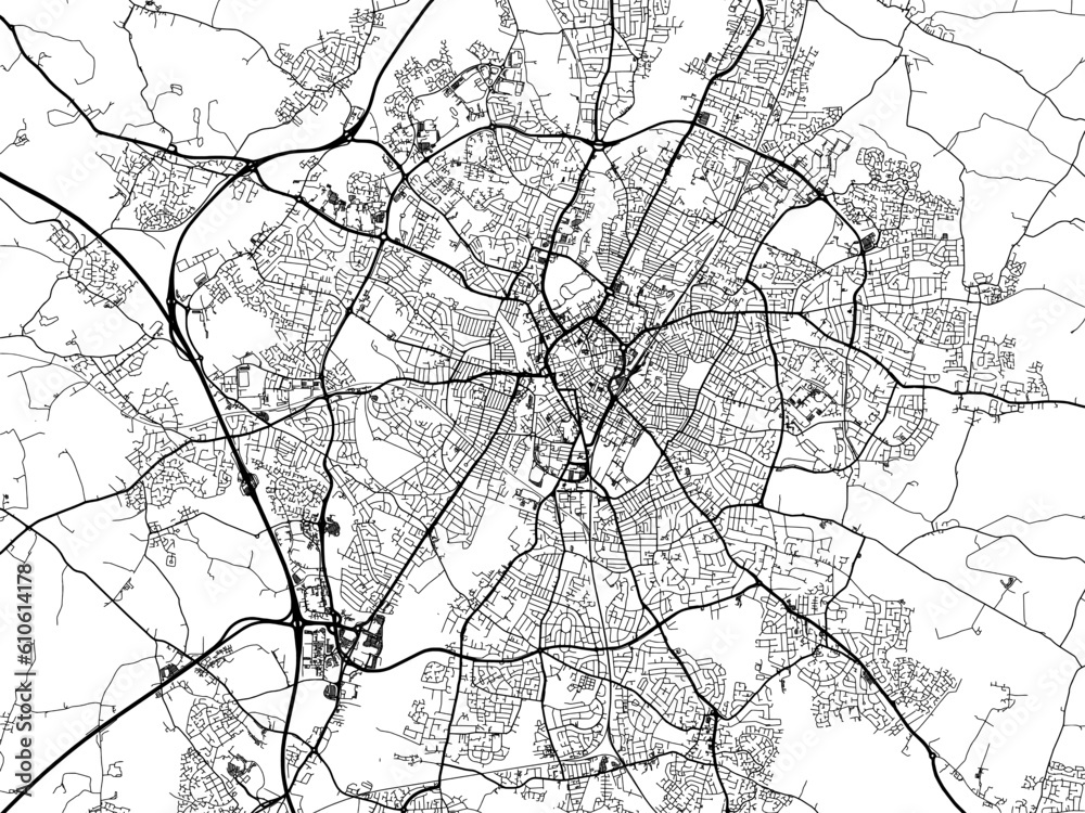 Obraz premium A vector road map of the city of Leicester in the United Kingdom on a white background.