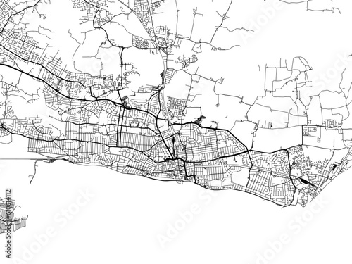 A vector road map of the city of  Southend-on-Sea in the United Kingdom on a white background.
