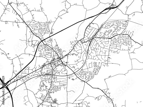 A vector road map of the city of  Brentwood in the United Kingdom on a white background.