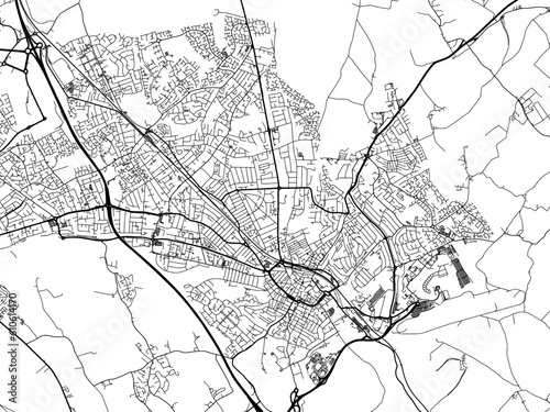 A vector road map of the city of  Luton in the United Kingdom on a white background.