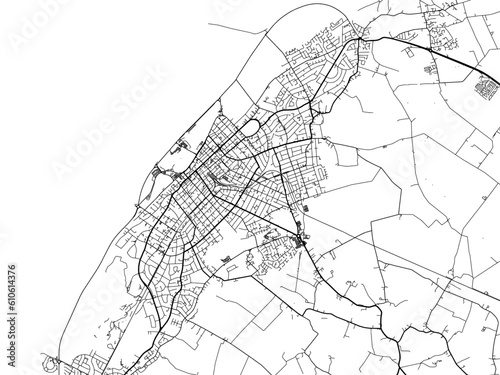 A vector road map of the city of  Southport in the United Kingdom on a white background.