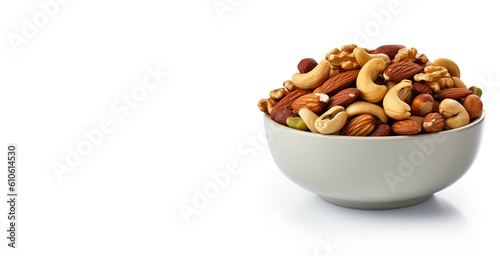 Bowl of Mixed Nuts Isolated...