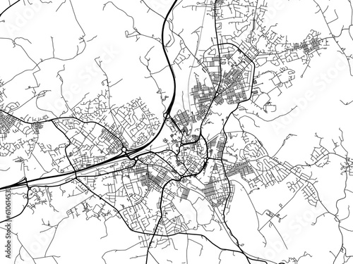 A vector road map of the city of  Burnley in the United Kingdom on a white background.