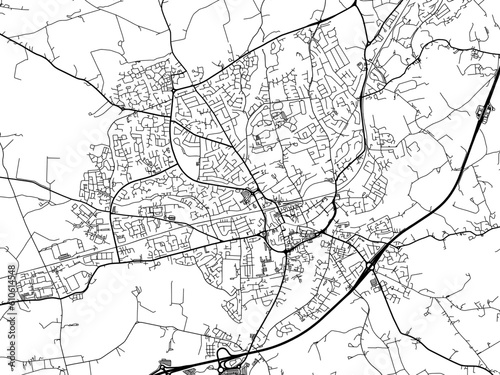 A vector road map of the city of Lisburn in the United Kingdom on a white background.