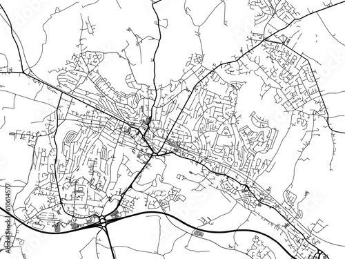 A vector road map of the city of  High Wycombe in the United Kingdom on a white background.