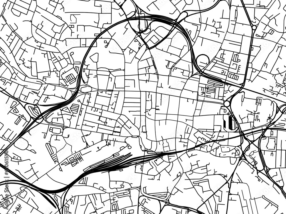 Obraz premium A vector road map of the city of Leeds Center in the United Kingdom on a white background.