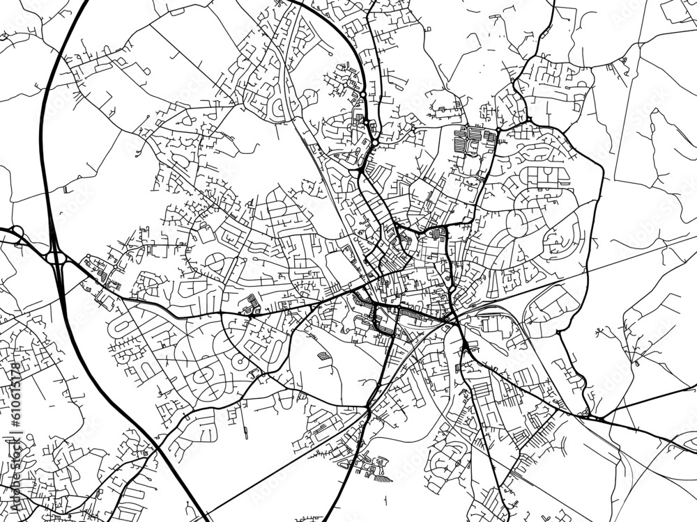 A vector road map of the city of  Wakefield in the United Kingdom on a white background.