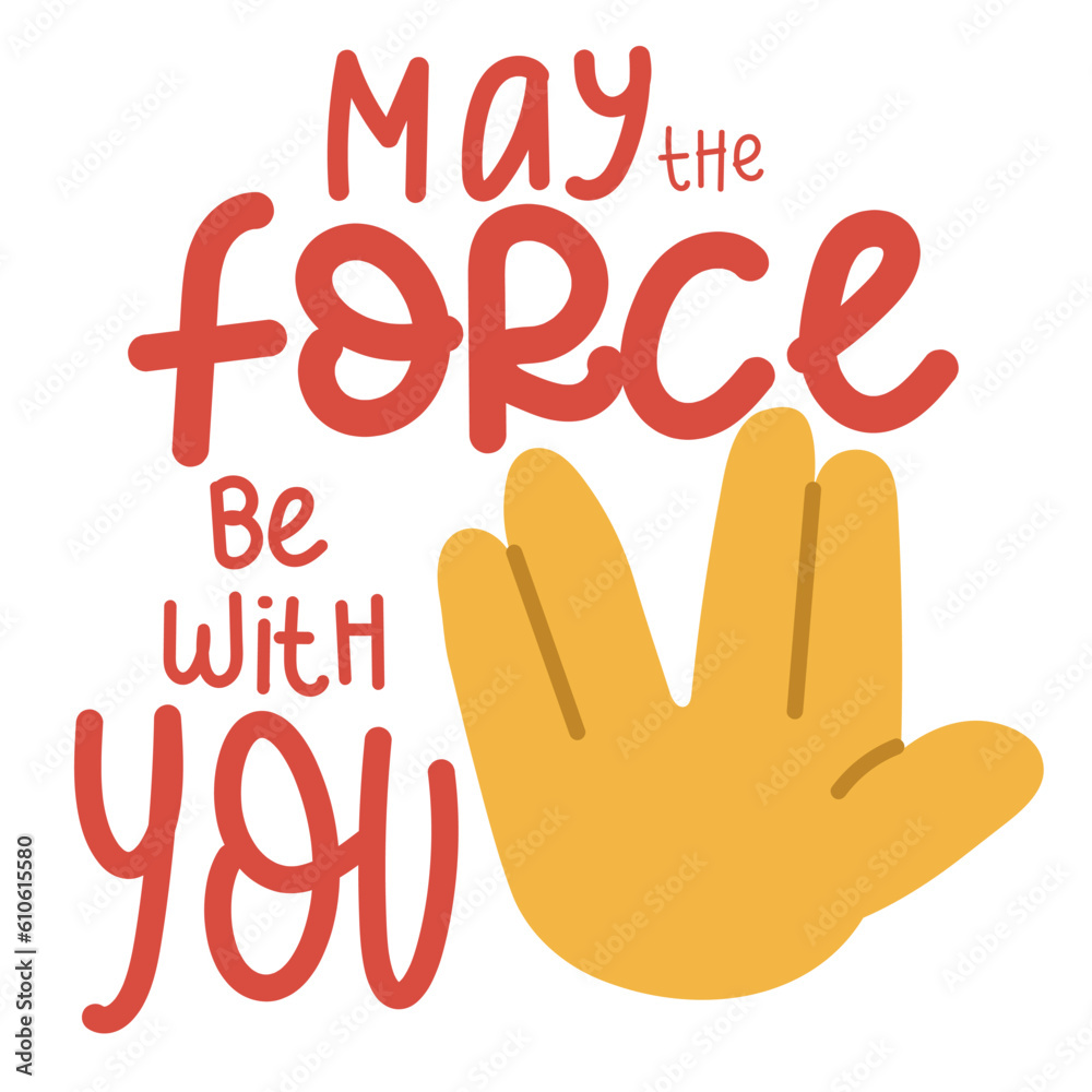 Obraz premium A banner with an illustration of a large cartoon hand, which depicts a cosmic welcome sign. The index, middle and ring fingers are connected by a middle greeting sign. Space adventures. Square