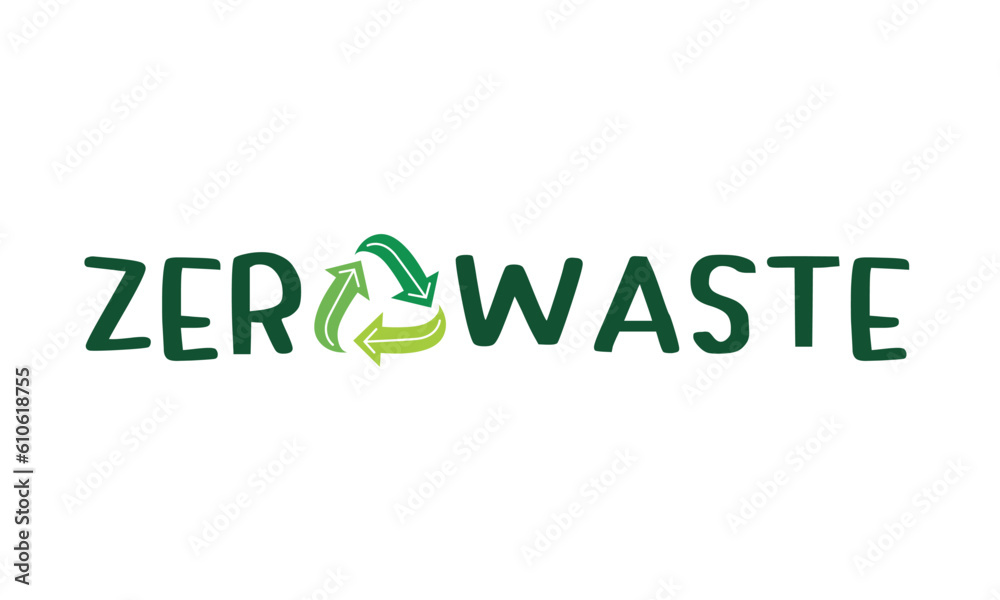 Zero waste with recycle symbol design element, Flat design eco friendly labels illustration Zero waste with recycle symbol design element, Flat design eco friendly labels illustration