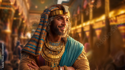 Colorful painting art portrait of Joseph in Egypt. Old testament. Christian illustration. Generative AI. photo