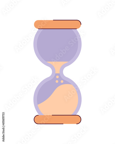 Clock sand-glass semi flat colour vector object. Hourglass time counting. Watch sand. Deadline. Editable cartoon clip art icon on white background. Simple spot illustration for web graphic design