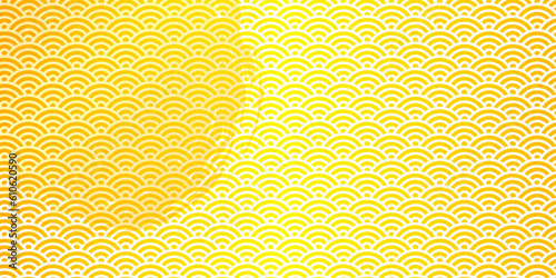 金色の青海波の背景画像　年賀状用の背景イラスト