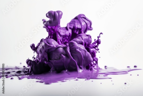 Artistic shot of a violet ink splash on white background, Generative ai