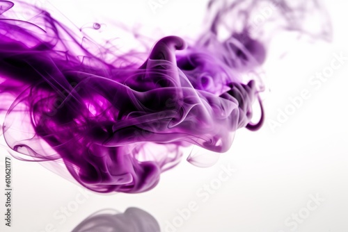 Artistic shot of a violet smoke on white background, Generative ai