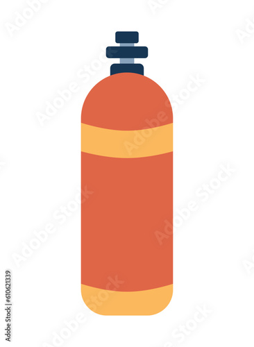 Oxygen tank semi flat colour vector object. Oxygen cylinder. Underwater diving gear. Scuba tank. Editable cartoon clip art icon on white background. Simple spot illustration for web graphic design