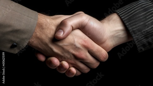 Business deal agreement with a handshake generated by AI