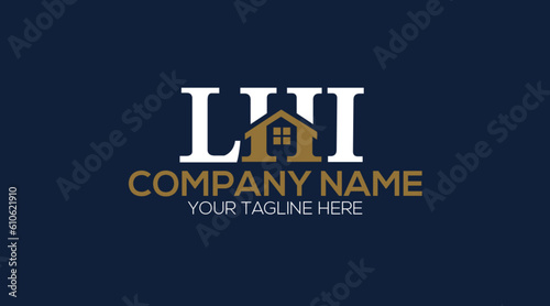 LHI house logo, letter logo. LHI blue image on White background and blue . LHI technology Monogram logo design for entrepreneur best business icon.