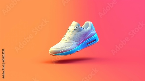 Sneakers on a colorful background with fashion style and sport spirit generated by AI photo