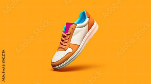 Sneakers on a colorful background with fashion style and sport spirit generated by AI photo