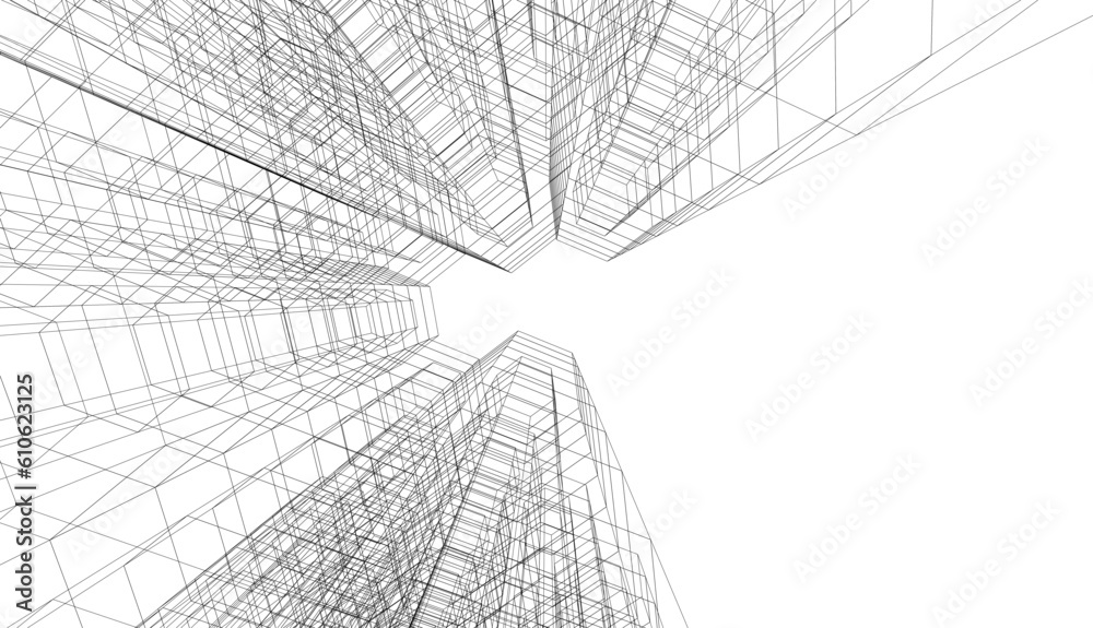 abstract 3d architecture vector illustration