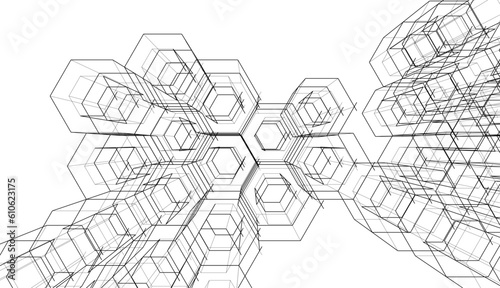 abstract 3d architecture vector illustration