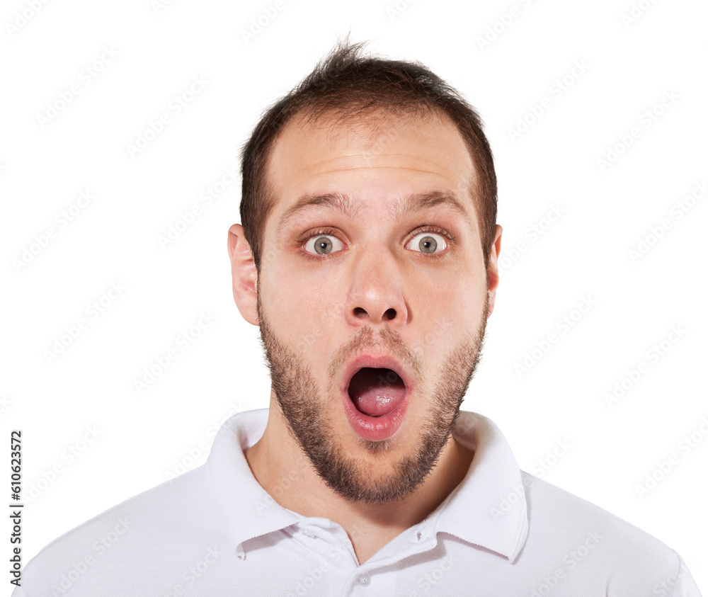 Man with surprised expression with open mouth Man with surprised expression with open mouth