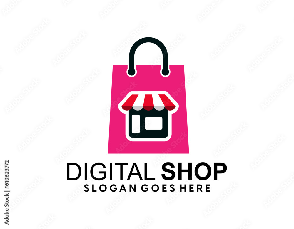 Creative modern abstract eCommerce logo design, colorful gradient online shopping bag logo design template Creative modern abstract eCommerce logo design, colorful gradient online shopping bag logo design template