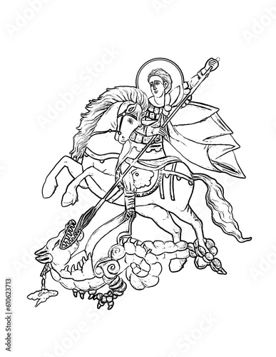 Wallpaper Mural Saint George. Coloring page in Byzantine style Torontodigital.ca