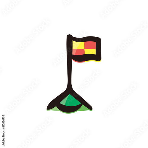 Corner kick - Soccer icon/illustration (Hand-drawn line, colored version)