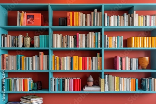 Modern interior study bookshelves on the wall room. Ai gerated