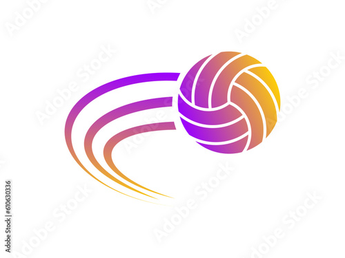 volleyball moving swoosh logo, dynamic sport sign vector