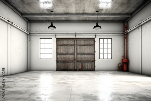 Old rustic garage for car repair on white background Generative AI