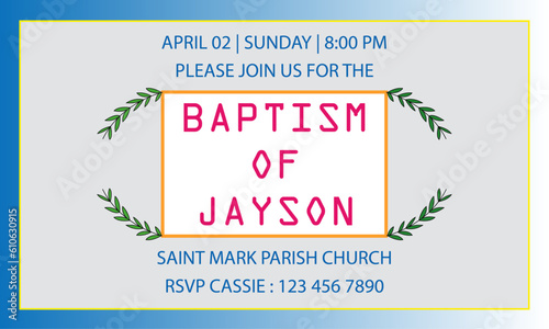 Modern Baptism Invitation Template for Baby Boy – Editable Blue & Pink Church Event Card