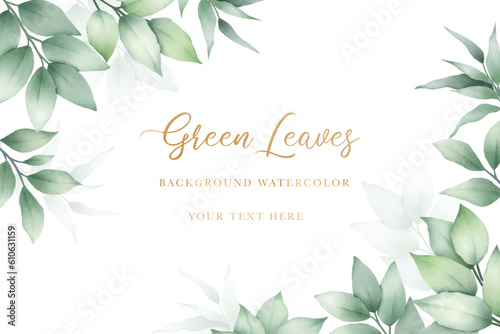 watercolor green leaves background