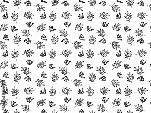 Seamless Vector floral pattern in Doodle style. Black and white endless Botanical background for Wallpaper  Wrapping paper  Textile  Product design  Fabric. Decorative plant ornament.