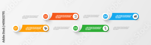 Infographic template with 4 options, workflow, process chart. Can be used for workflow layout, diagram, annual report, web design, steps or processes 