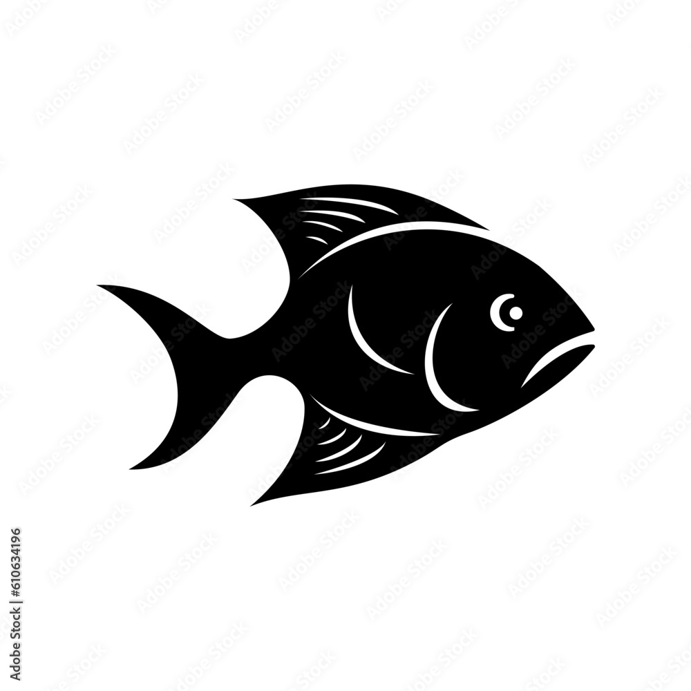 Fish icon. Black silhouette of fish. Fish icon. Black silhouette of fish.