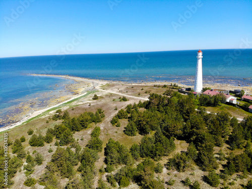 Famost Tahkuna lighthouse. Located on Hiiumaa island in Estonia photo