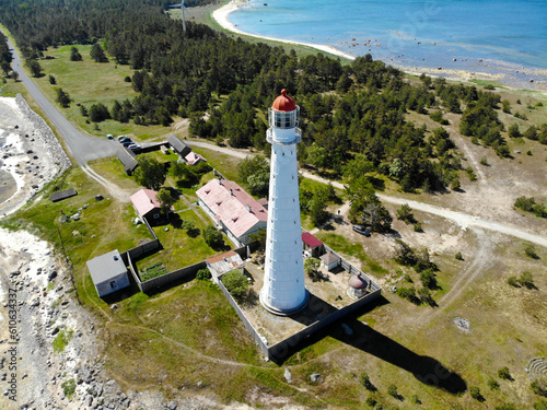 Famost Tahkuna lighthouse. Located on Hiiumaa island in Estonia photo