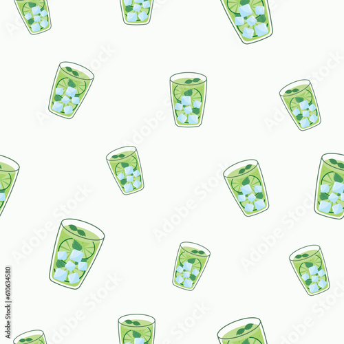Glasses of fresh mojito and ingredients on white background.