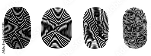 Fingerprints set. Black fingerprints icons. Fingerprint scanning signs.