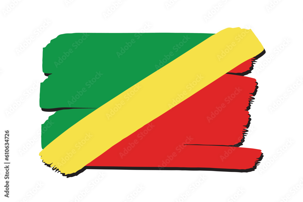 Fototapeta premium Congo Republic Flag with colored hand drawn lines in Vector Format