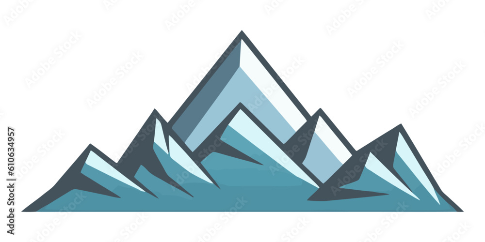 Mountain image. Cute rocky peaks in flat style. Mountaintop image.
