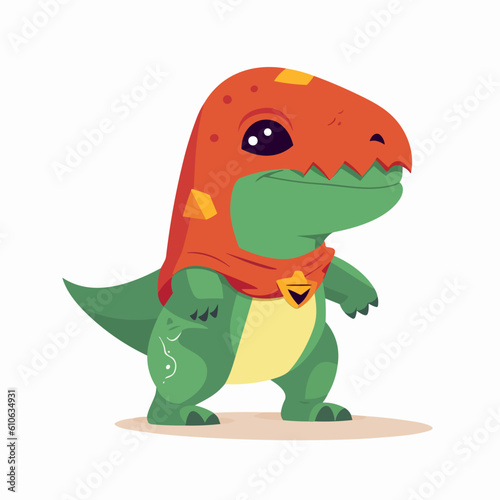 Superhero t-rex, sticker clipart for kids, simple and cute. vector art